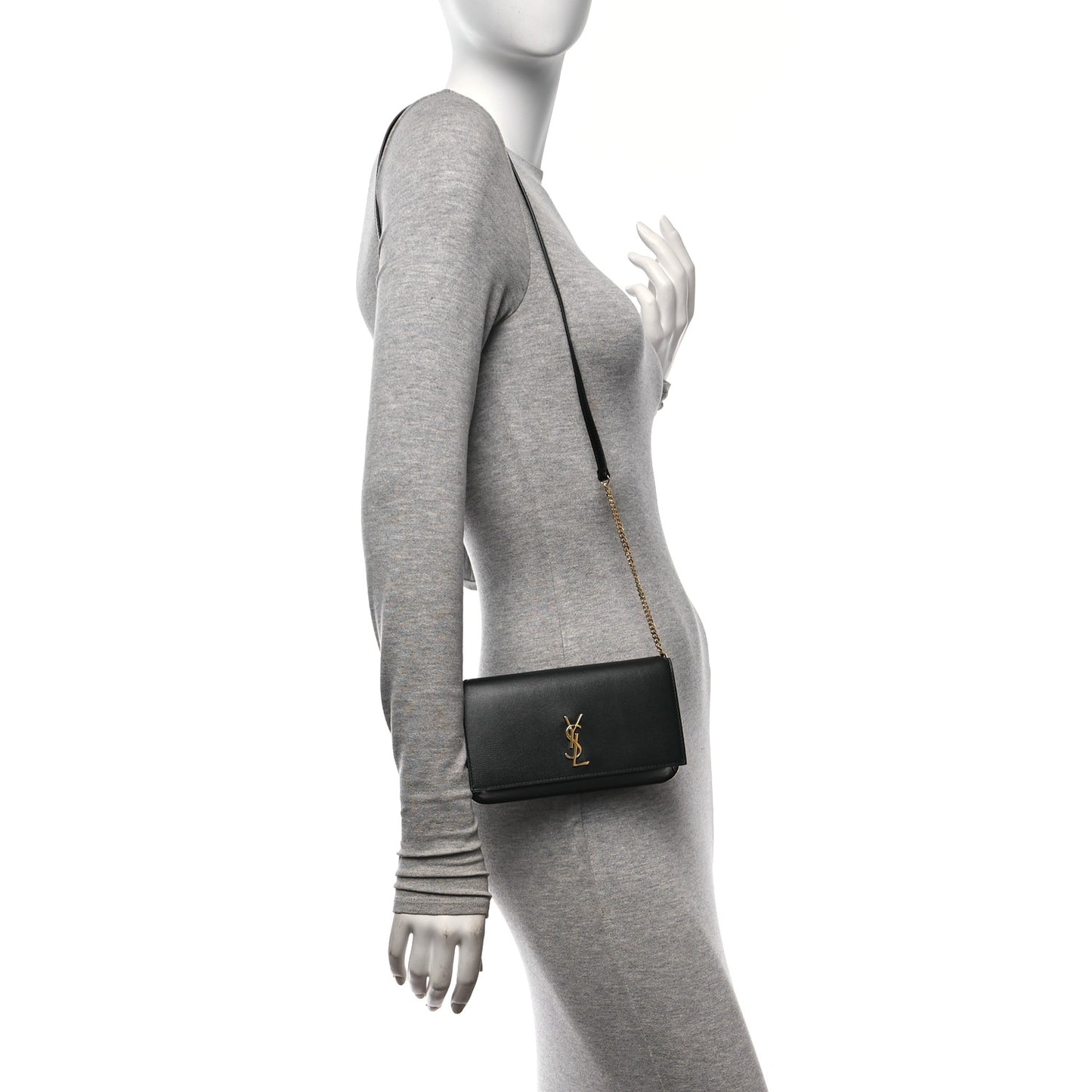 Grained Calfskin Monogram Phone Holder Crossbody Black