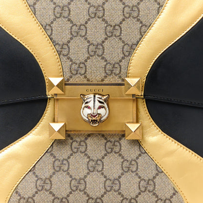 Gucci GG Supreme Monogram Small Osiride Top Handle Bag Black Gold 9 of 13