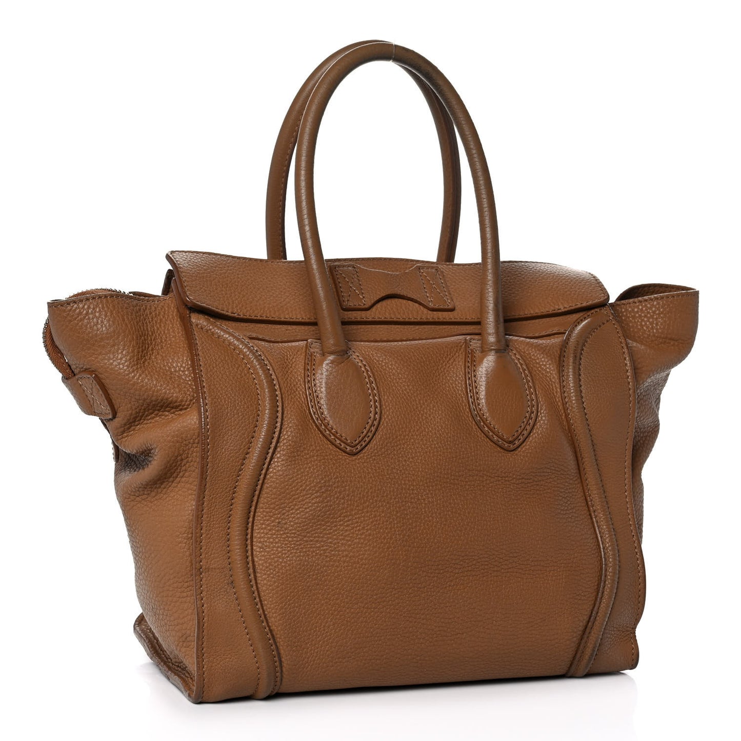Drummed Calfskin Mini Luggage Camel