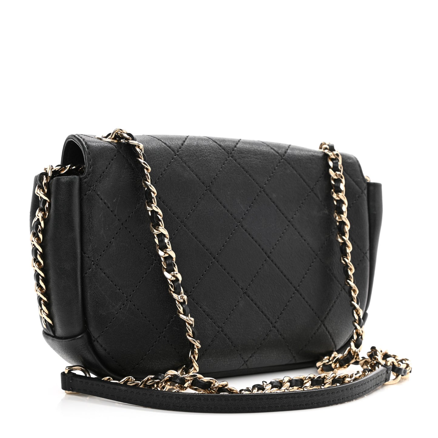 Goatskin Stitched Casual Trip Single Flap Black