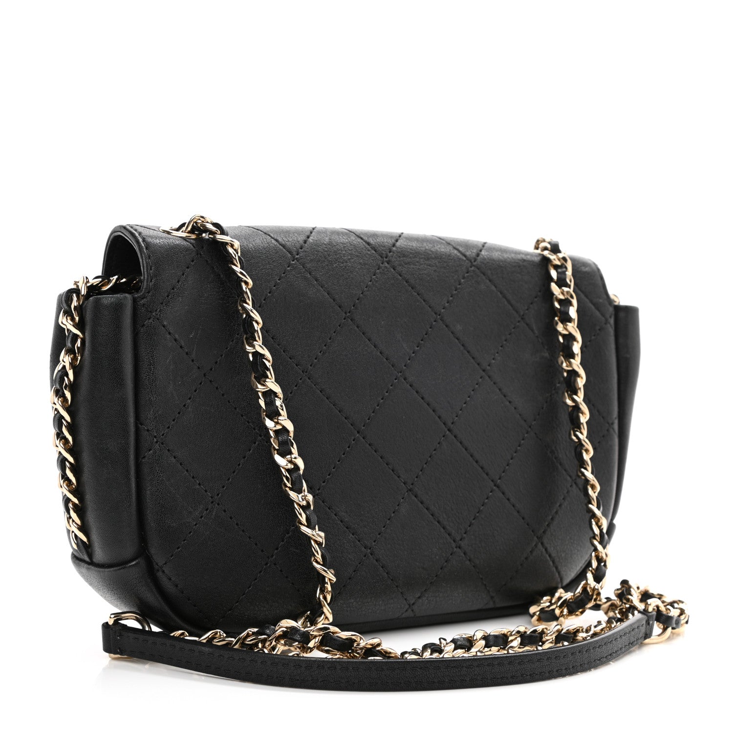 Chanel Goatskin Stitched Casual Trip Single Flap Black 4 of 19