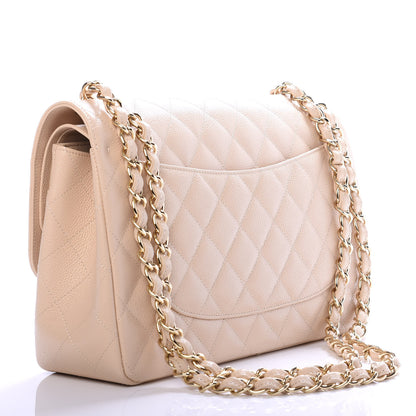 Chanel Caviar Quilted Jumbo Double Flap Beige Clair 3 of 9