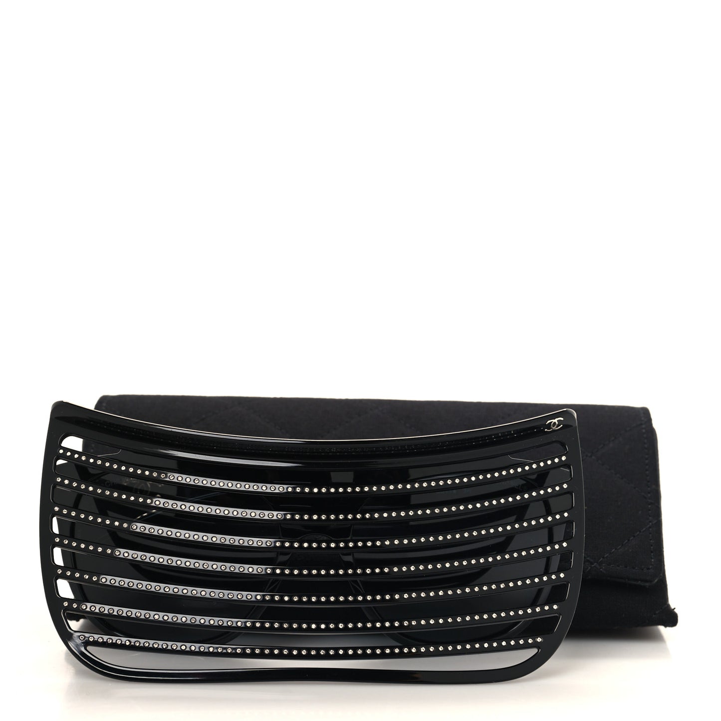 Nylon Crystal Square Sunglasses 71538 Black Grey