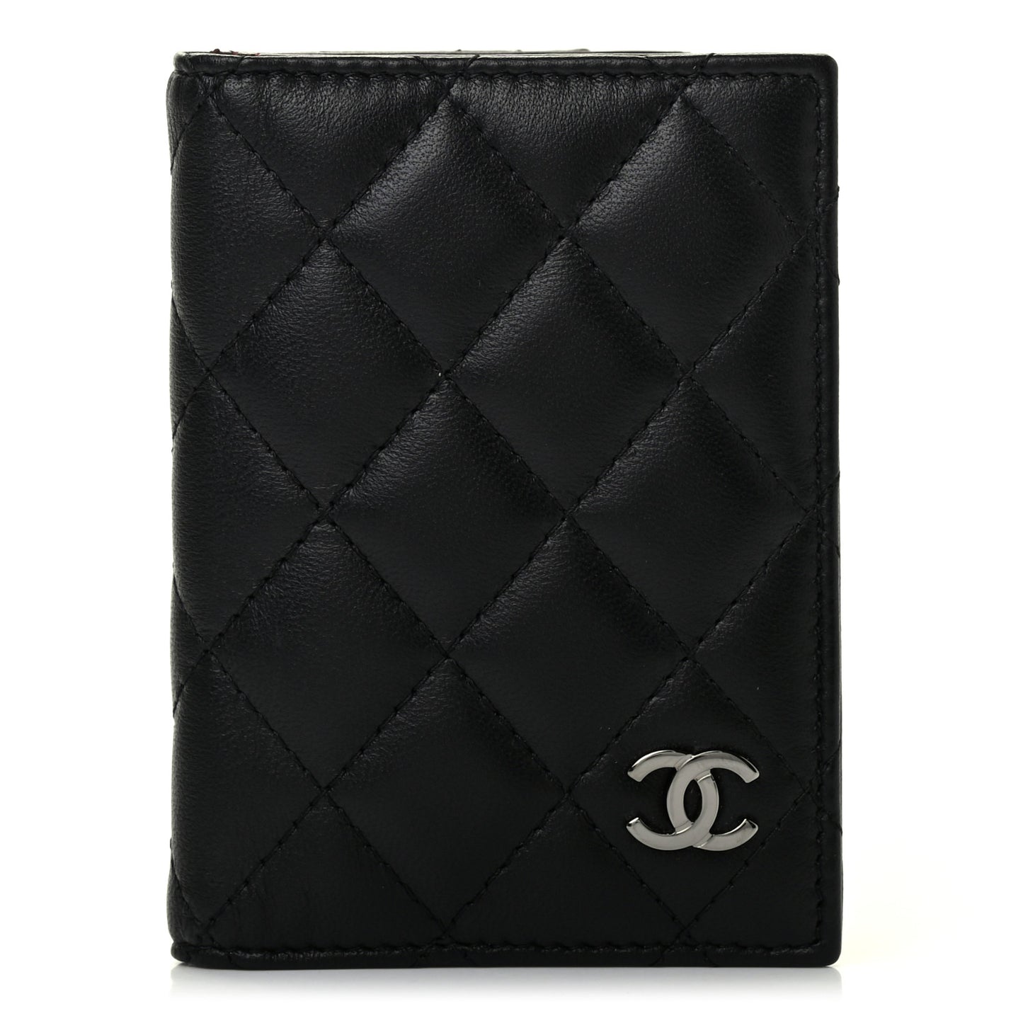 Lambskin Quilted Card Holder Wallet Black