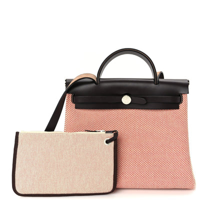 Hermes Criss Viking Vache Hunter Herbag Zip Retourne 31 PM  Ecru Sanguine Ebene 2 of 10