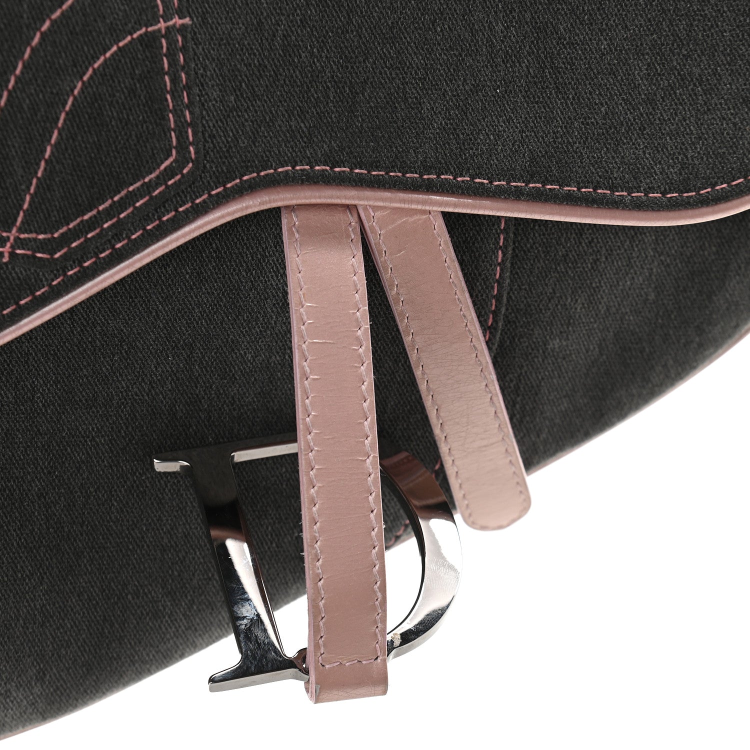 Christian Dior Patent Denim Jeans Saddle Bag Grey Pink 10 of 13