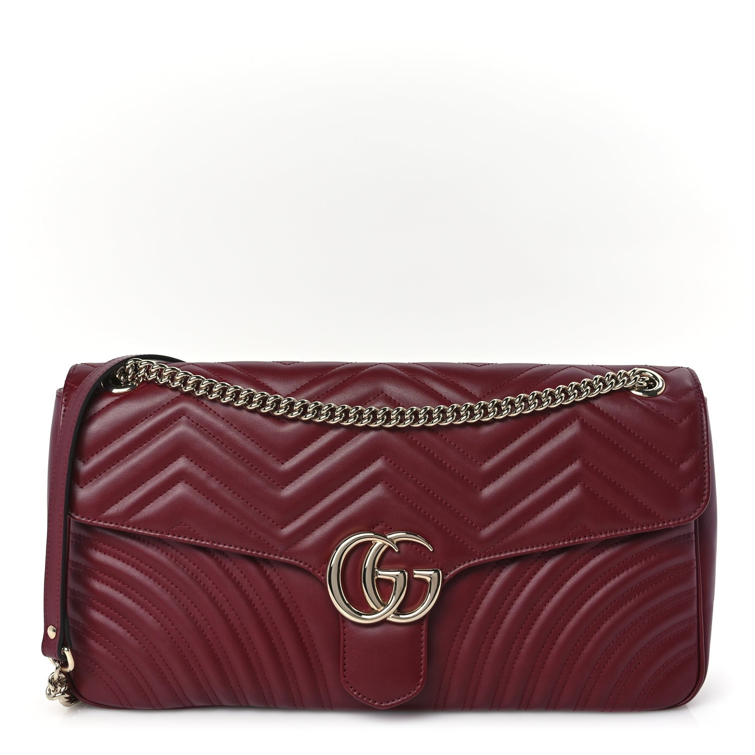 Gucci Calfskin Matelasse Large Horizontal GG Marmont Shoulder Bag  Rosso Ancora 1 of 8