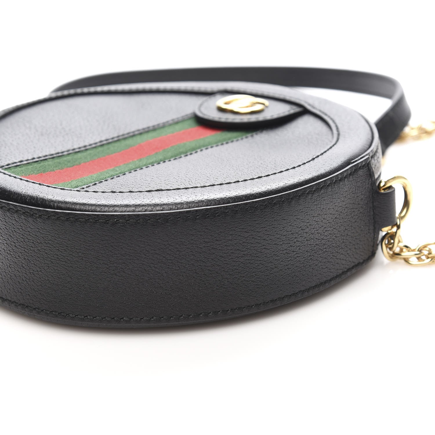 Gucci Grained Calfskin Web Mini Ophidia Round Shoulder Bag Black 9 of 10