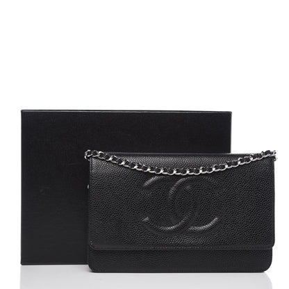 Chanel Caviar Timeless CC Wallet On Chain WOC Black 9 of 9