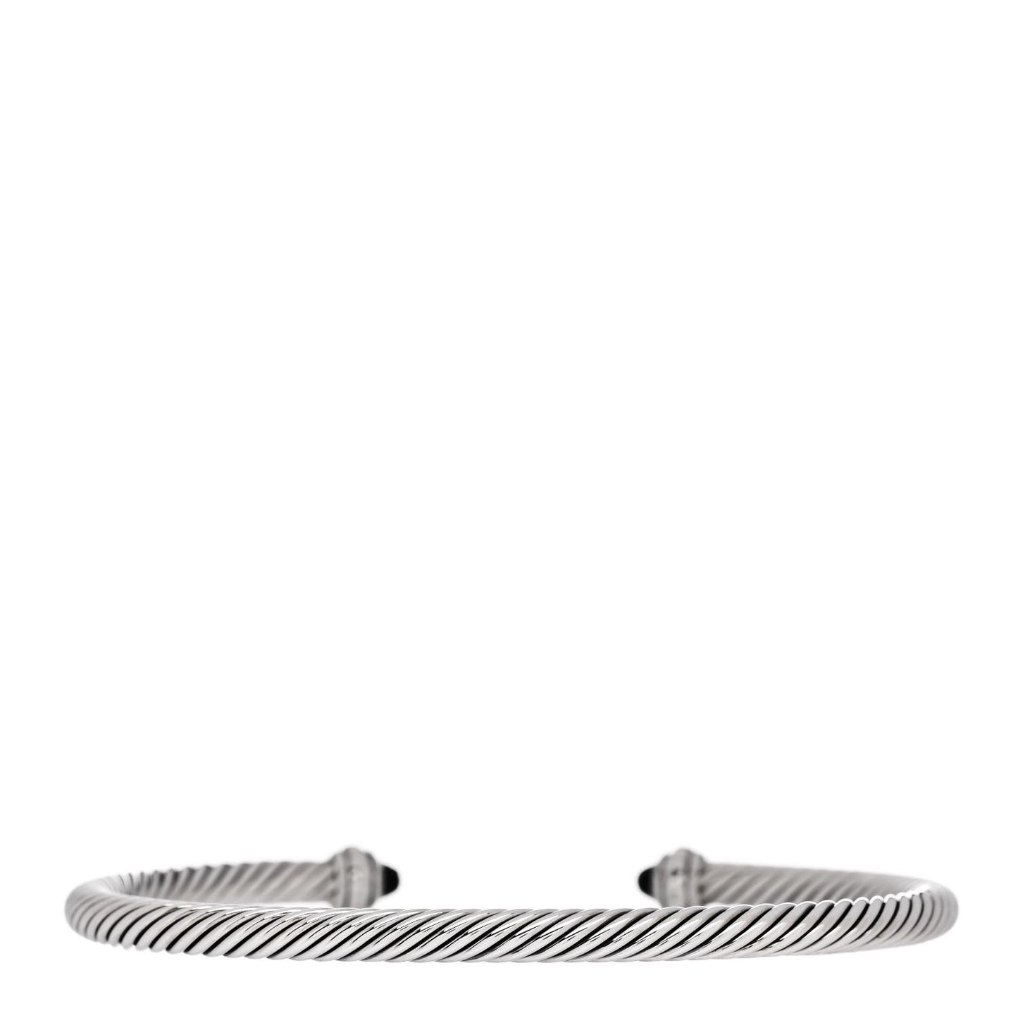 Sterling Silver 18K Yellow Gold Black Onyx 4mm Cable Classics Bracelet