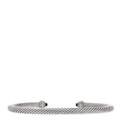 David Yurman Sterling Silver 18K Yellow Gold Black Onyx 4mm Cable Classics Bracelet 2 of 4