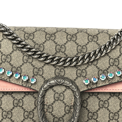 Gucci GG Supreme Monogram Suede Crystal Small Dionysus Shoulder Bag  Beige Ebony Light Peonia 6 of 8
