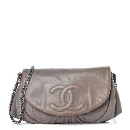 Chanel Lambskin Half Moon Wallet on Chain WOC Light Grey 1 of 11