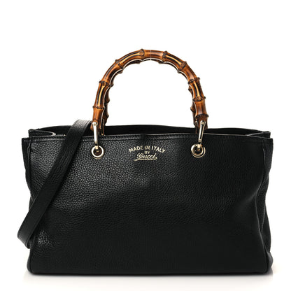 Gucci Pebbled Calfskin Medium Bamboo Shopper Tote Black 1 of 7