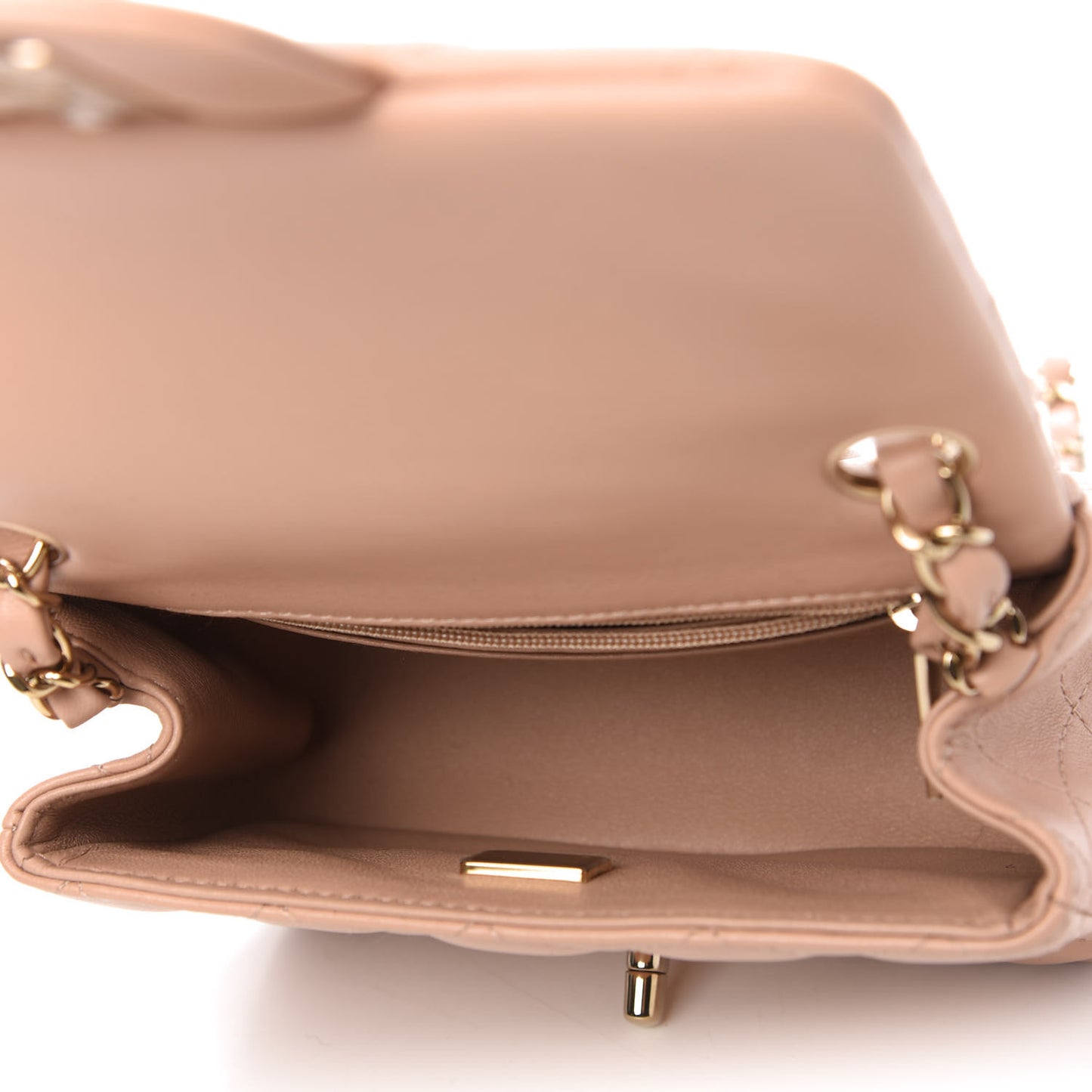 Lambskin Quilted Mini Square Flap Beige