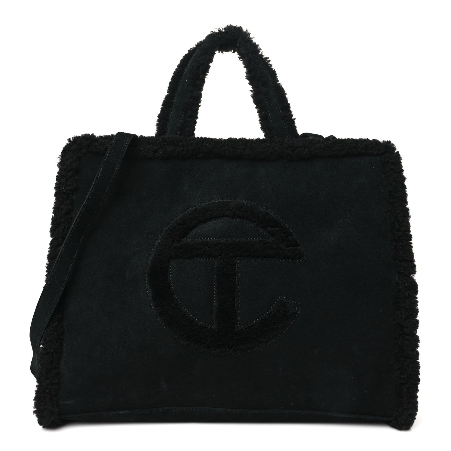Telfar X UGG Suede Shearling Medium Shopping Bag Raw Black 1 of 10