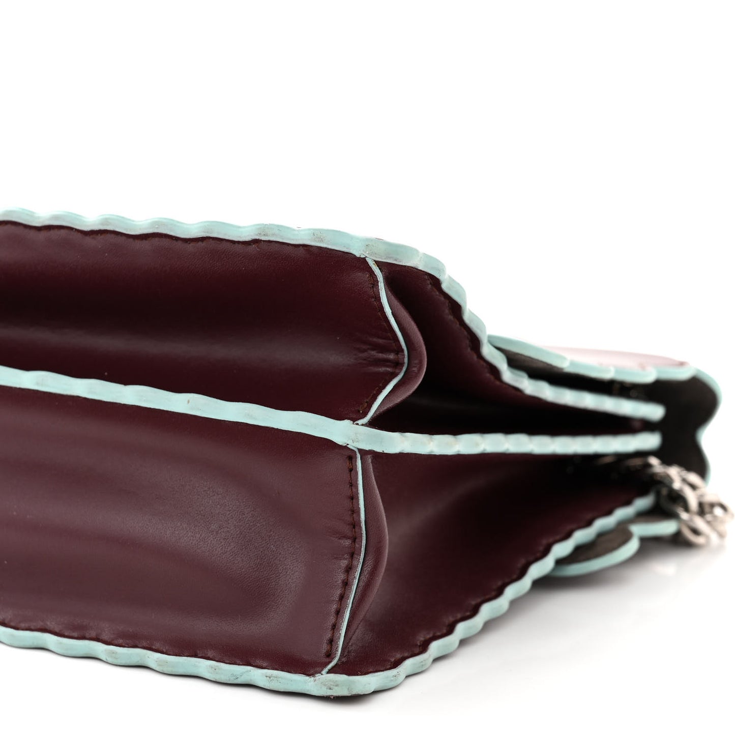 Vitello Liberty Scalloped Studded Kan I Shoulder Bag Bordeaux