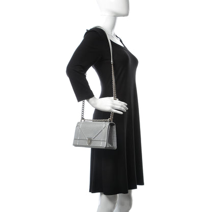 Christian Dior Metallic Patent Micro-Cannage Small Diorama Flap Bag Silver 2 of 18