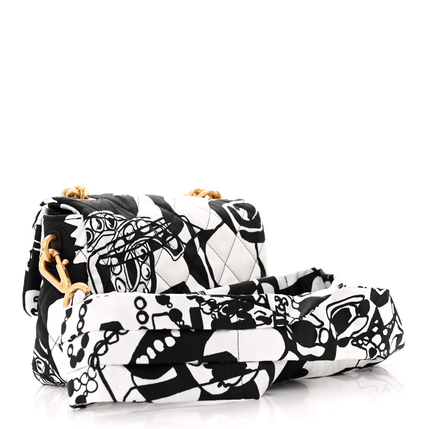 Chanel Canvas Printed Deer Coco Mini Single Flap Gray Black 3 of 12