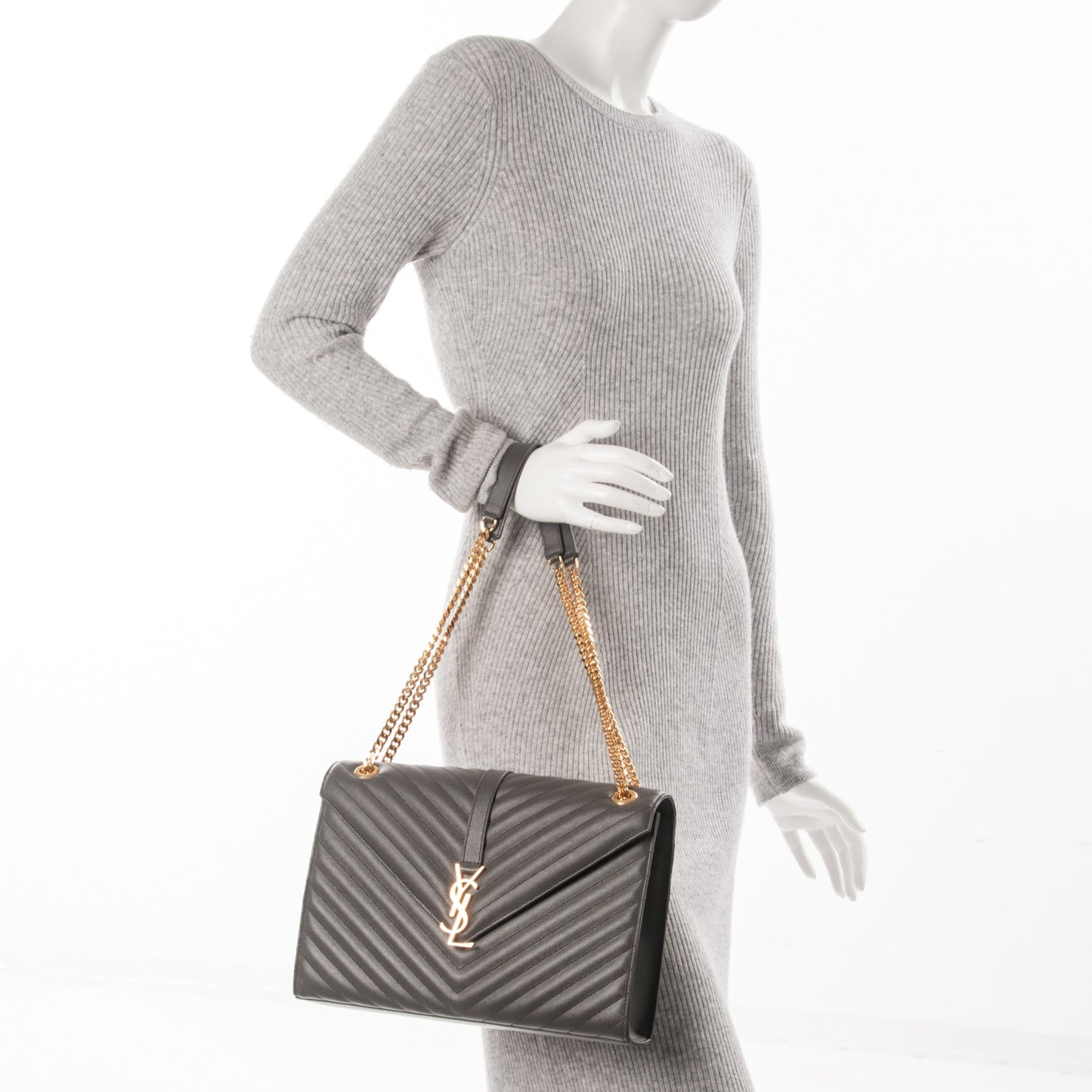 Grain De Poudre Matelasse Chevron Large Monogram Satchel Earth