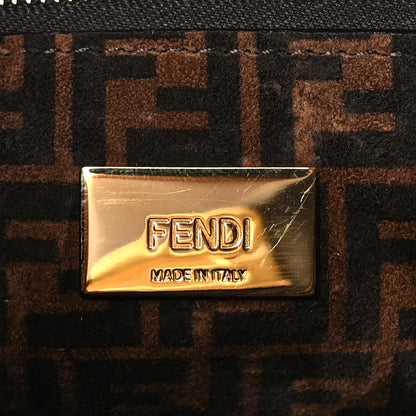 Fendi Vitello Seta Suede FF Mini Peekaboo Iconic Satchel Chocolate Sigaro Marrone 5 of 8