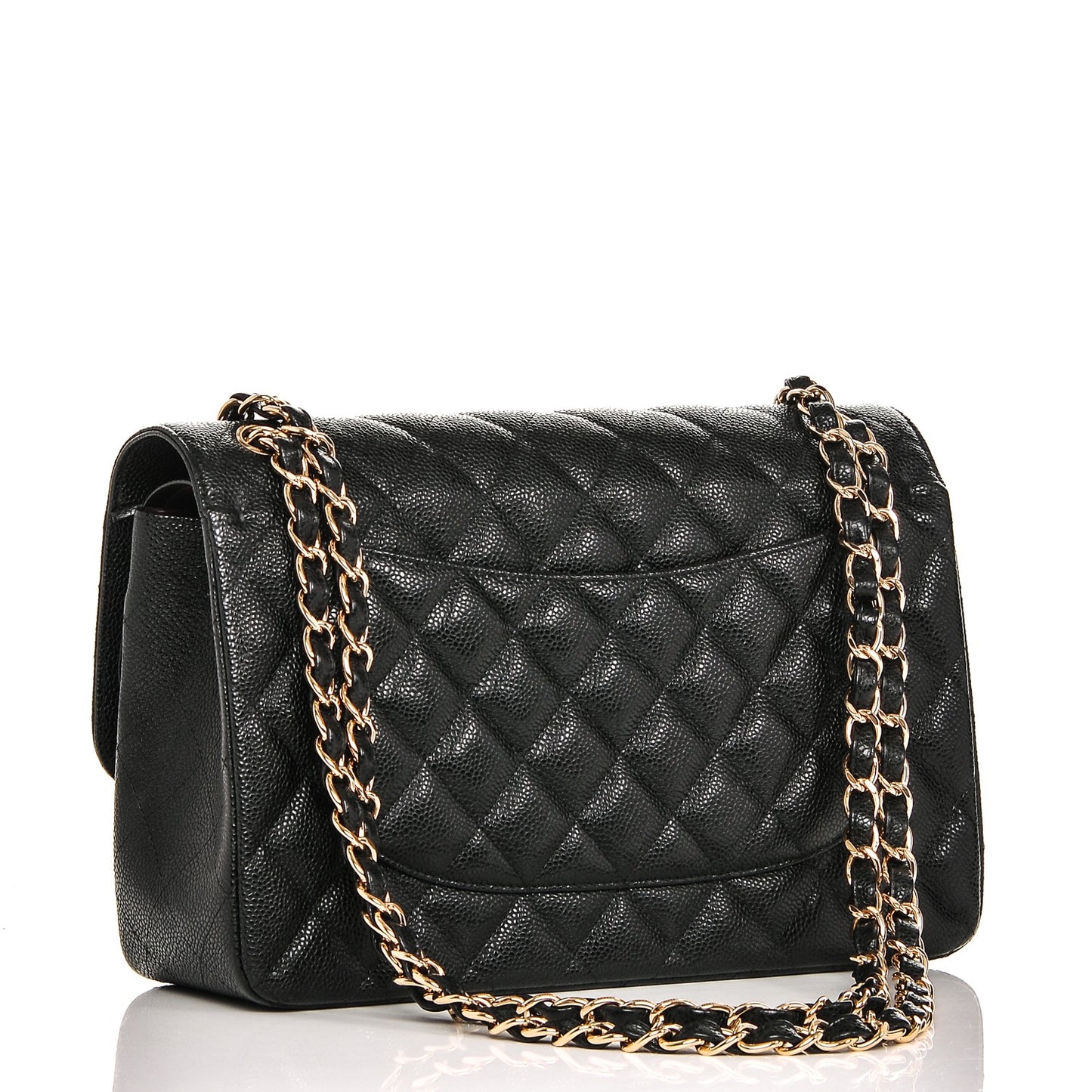 Caviar Quilted Jumbo Double Flap Black