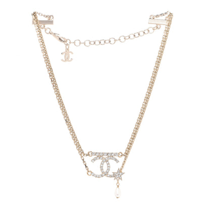 Chanel Pearl Crystal CC Star Choker Necklace Gold 3 of 6