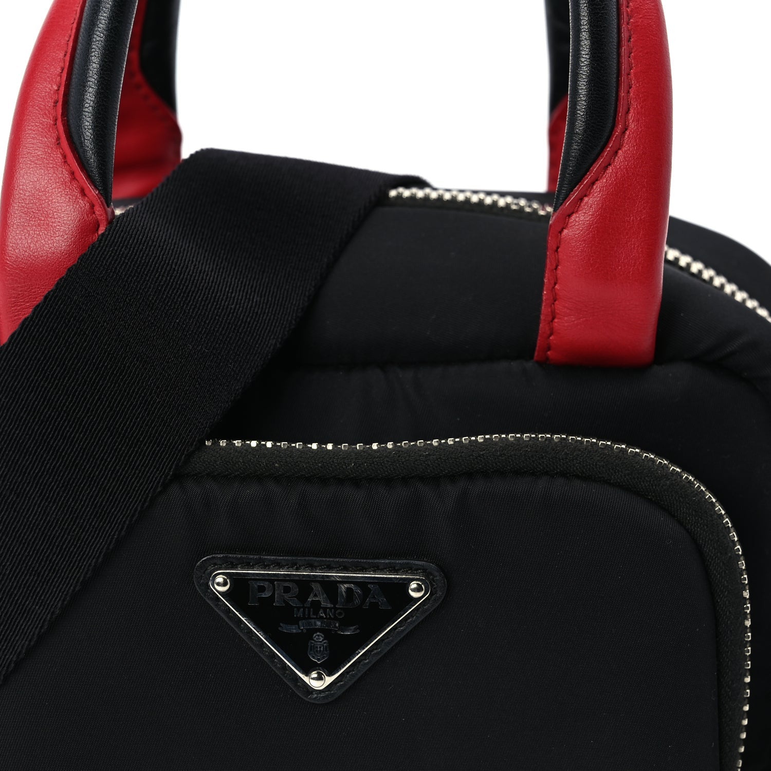 Prada Tessuto Nylon Pocket Top Handle Cargo Bag  Black Fuoco 6 of 8