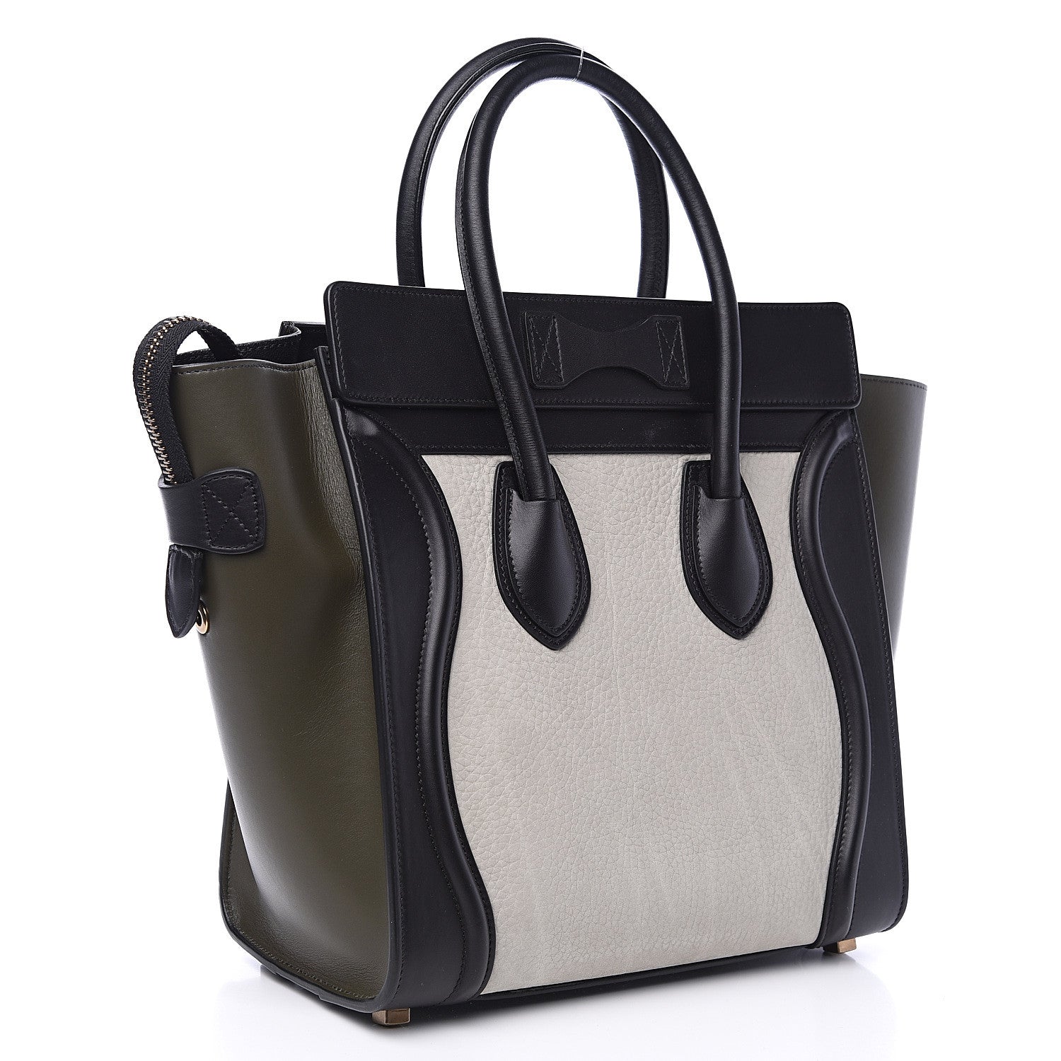 Celine Nubuck Smooth Calfskin Micro Tri-Color Luggage Olive 2 of 11