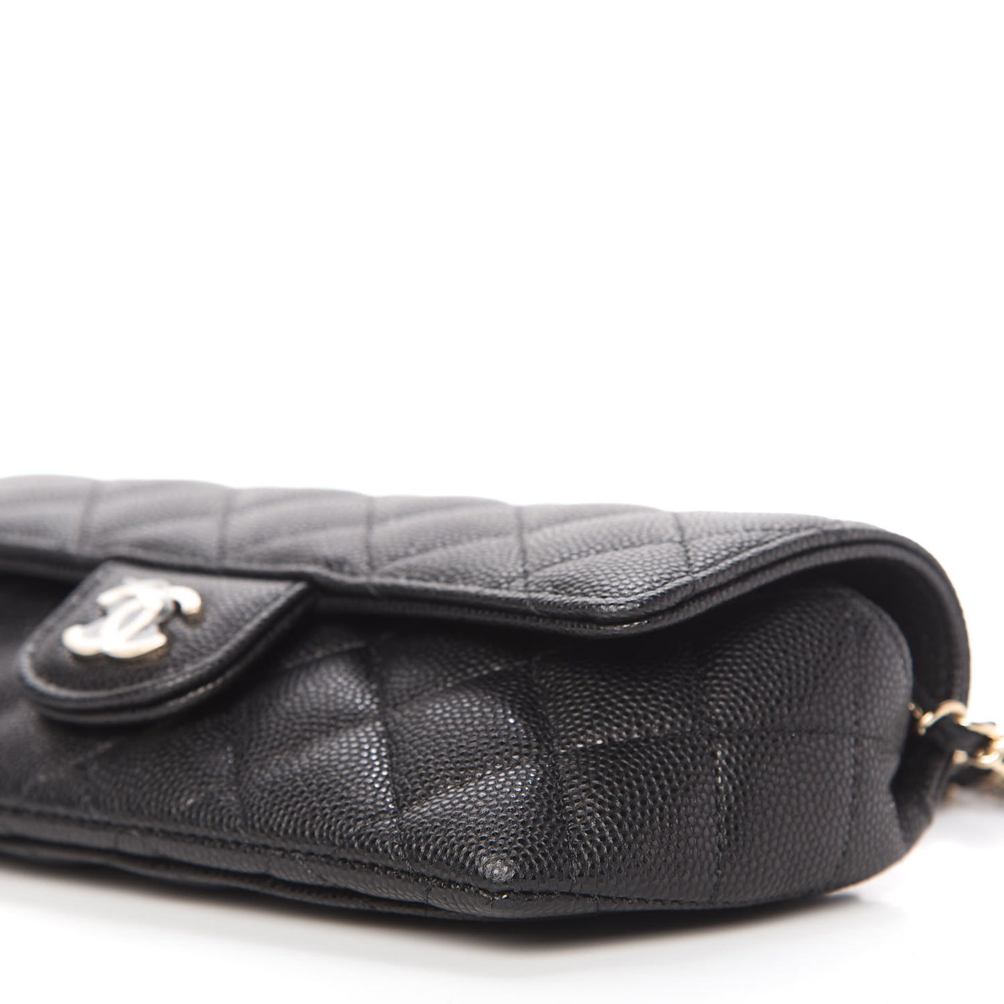 Caviar Quilted Glasses Case With Chain Black