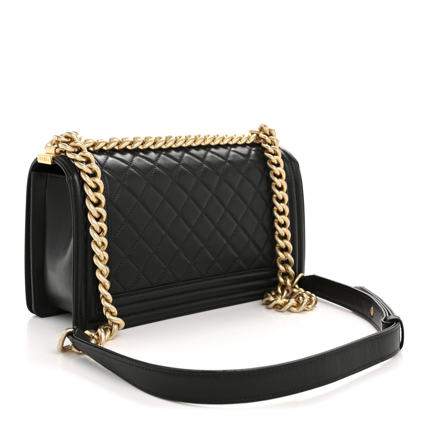 Lambskin Quilted Medium Boy Flap Black