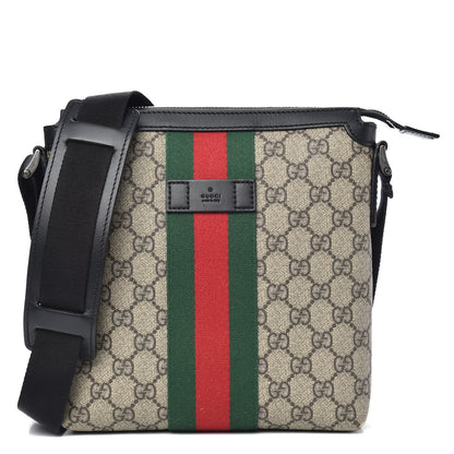 Gucci GG Supreme Monogram Web Messenger Bag Black 1 of 10