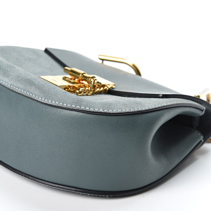 Chloe Suede Smooth Calfskin Mini Drew Shoulder Bag Cloudy Blue 10 of 11