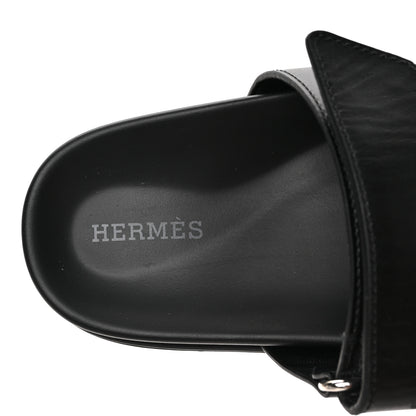 Hermes Calfskin Womens Chypre Sandals 35.5 Black 8 of 10