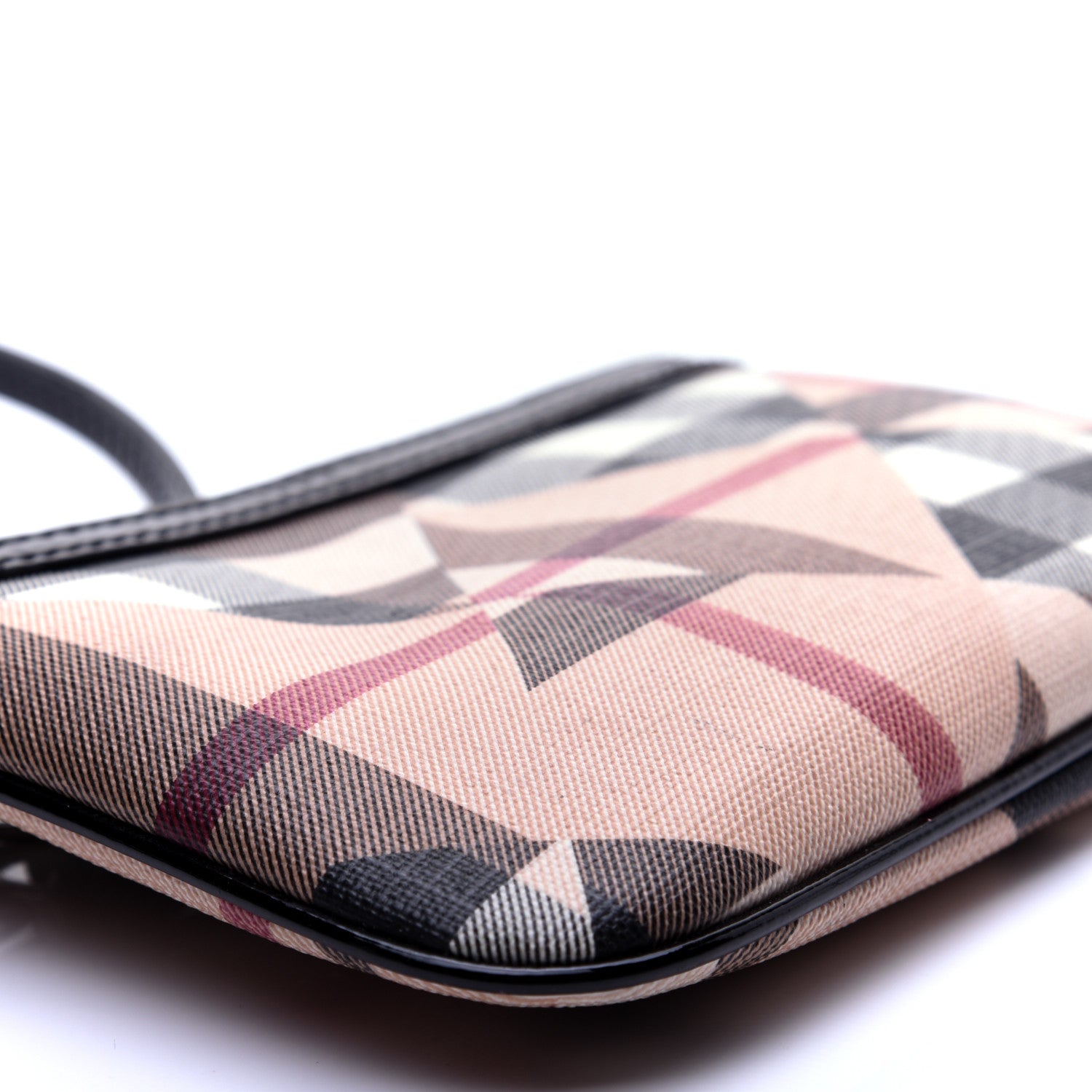 Burberry Patchwork Check Patent Wristlet Pouch Black 7 of 11