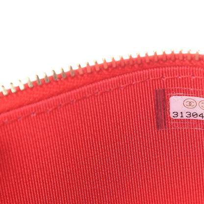 Chanel Lambskin Camellia Embossed Mini Vanity Case With Chain Red 7 of 12