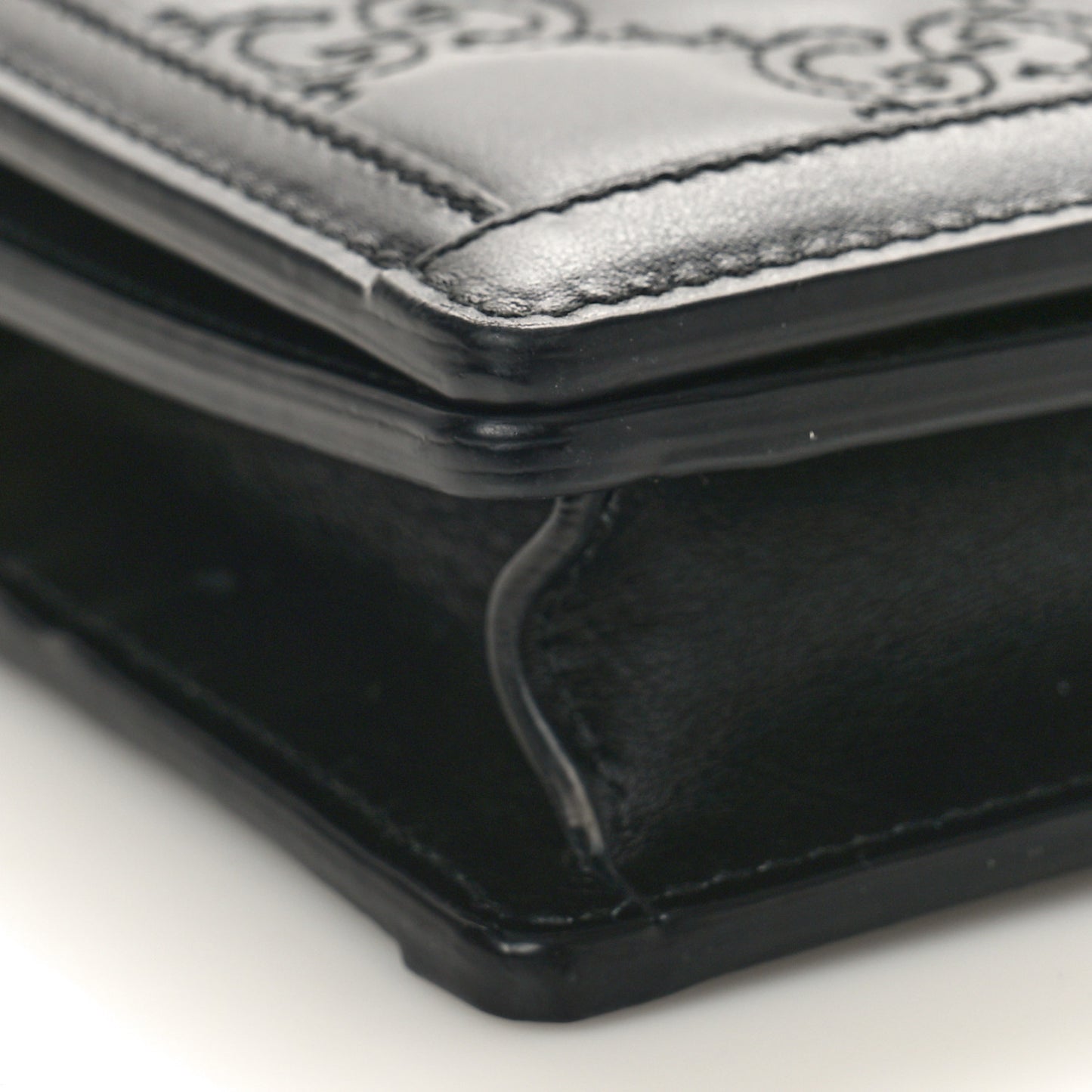 Calfskin GG Matelasse Chain Wallet Black