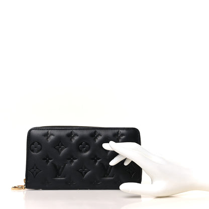 Louis Vuitton Lambskin Embossed Monogram Coussin Zippy Wallet Black 2 of 6