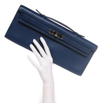 Hermes Swift Kelly Cut Clutch Pochette Bleu De Malte 2 of 17