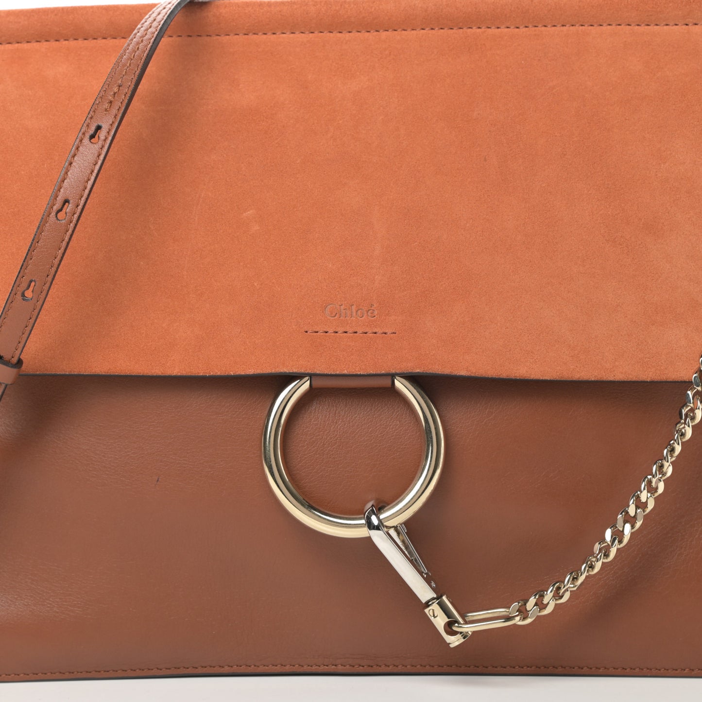 Suede Calfskin Medium Faye Shoulder Bag Tobacco