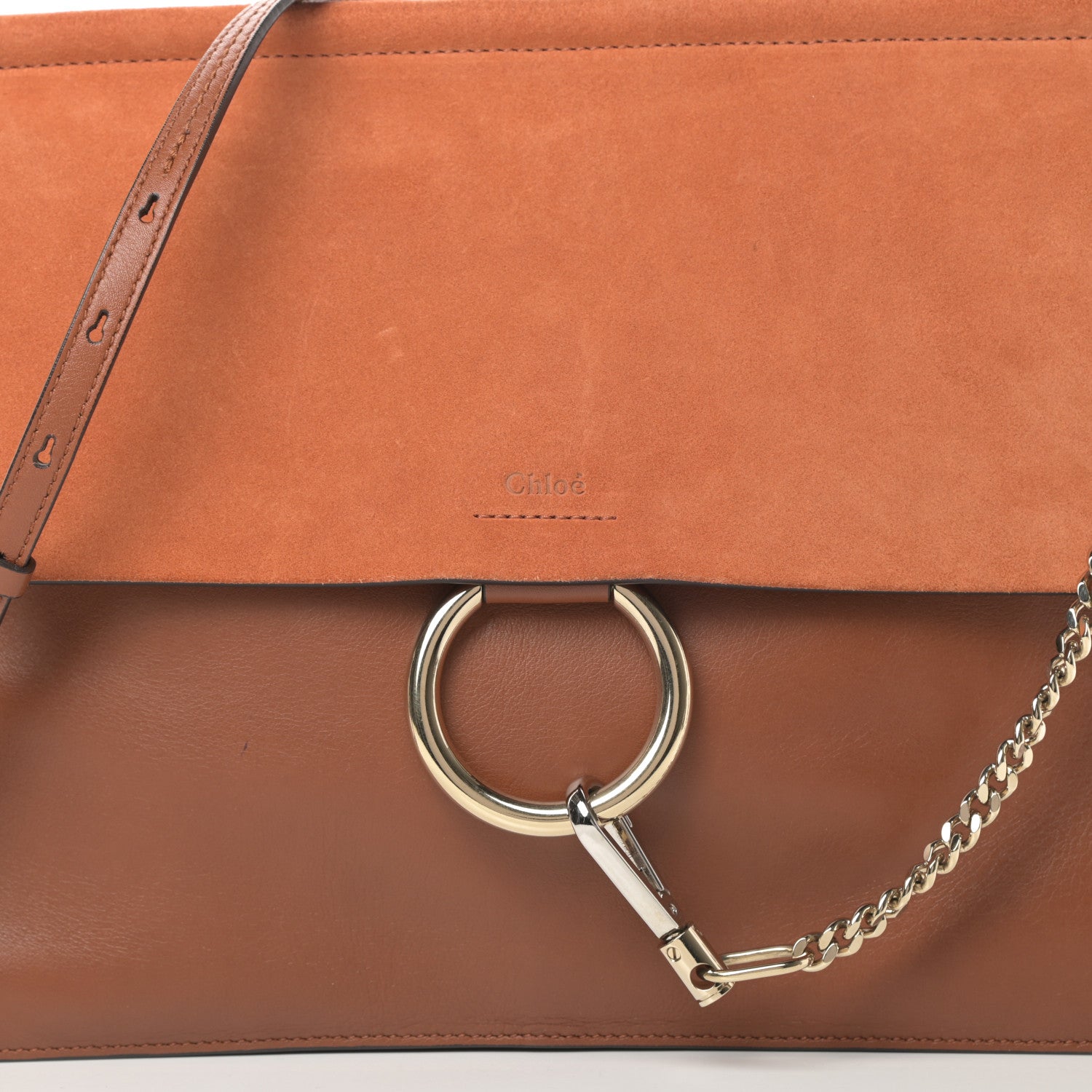 Chloe Suede Calfskin Medium Faye Shoulder Bag Tobacco 8 of 14