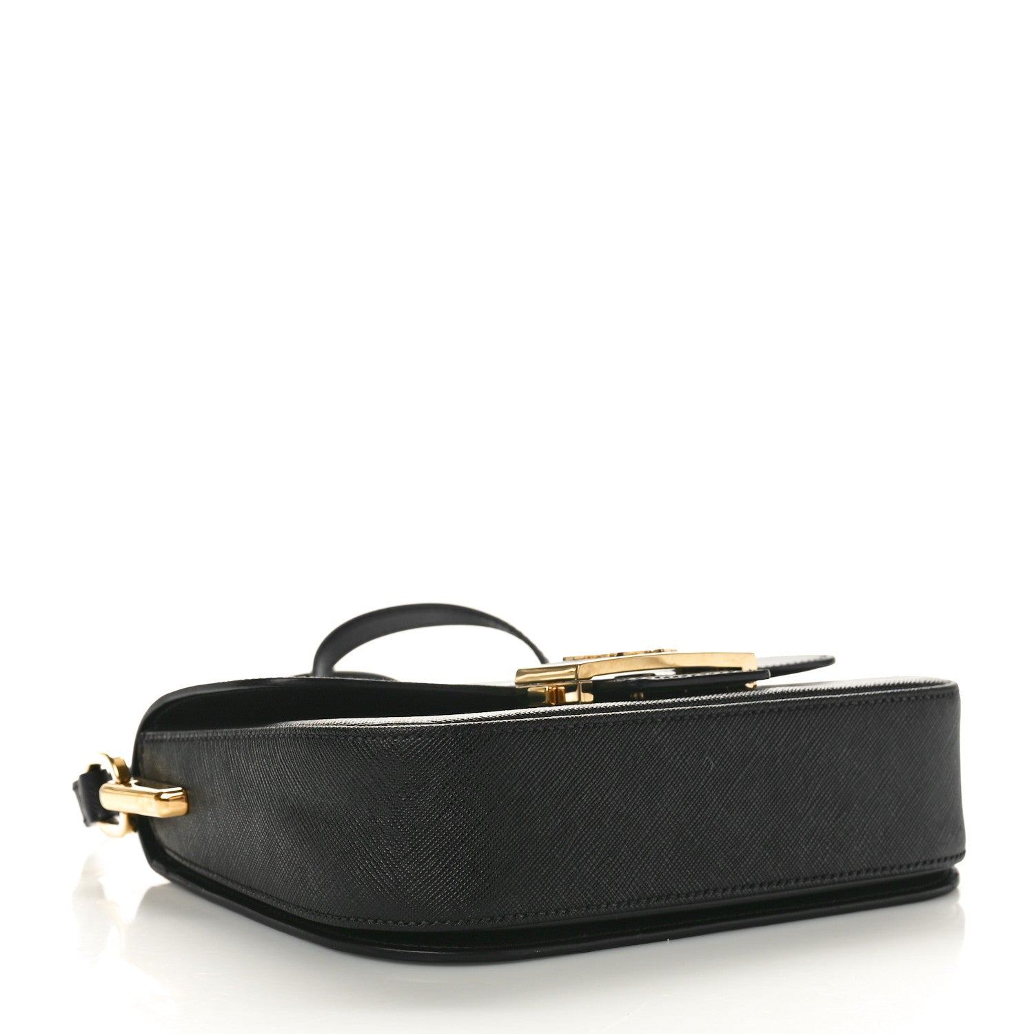 Prada Saffiano Lux Embleme Flap Shoulder Bag Black 4 of 10