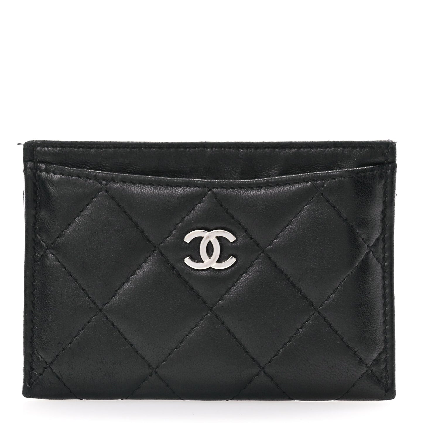 Lambskin Quilted Card Holder Black