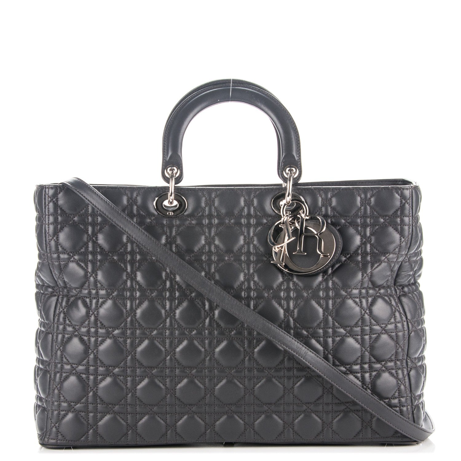 Christian Dior Lambskin Cannage Large Lady Dior Grey 1 of 11