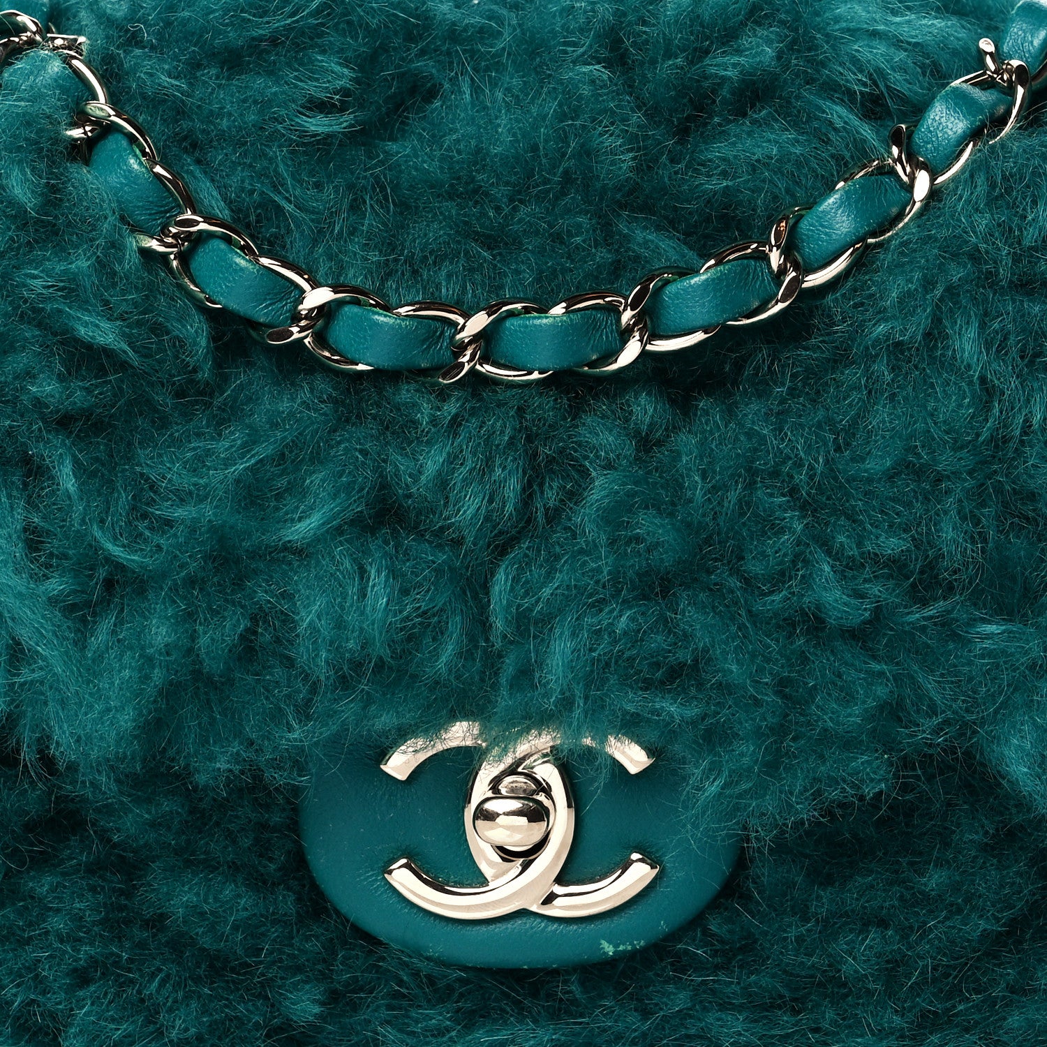 Chanel Shearling Lambskin Quilted Flap Green 7 of 9