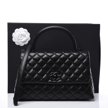 Chanel Caviar Quilted Small Coco Handle Flap So Black 10 of 10
