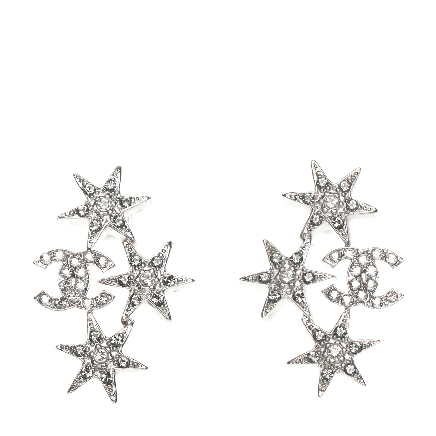 Crystal CC Star Earrings Silver