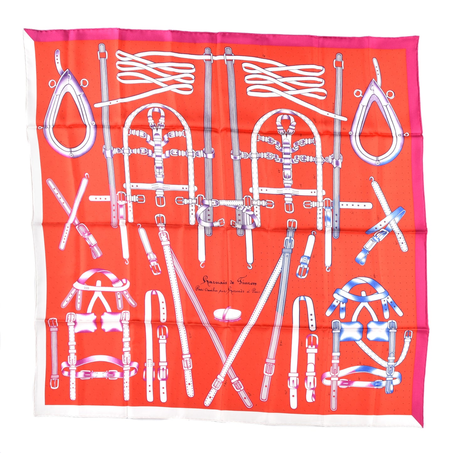 Silk Harnais De Timon Scarf 90 Rouge White Parme