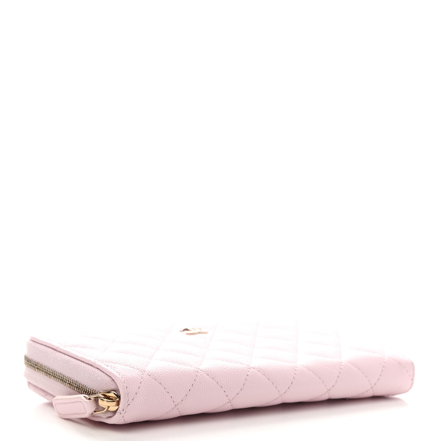 Caviar Quilted Large Gusset Zip Around Wallet Light Pink