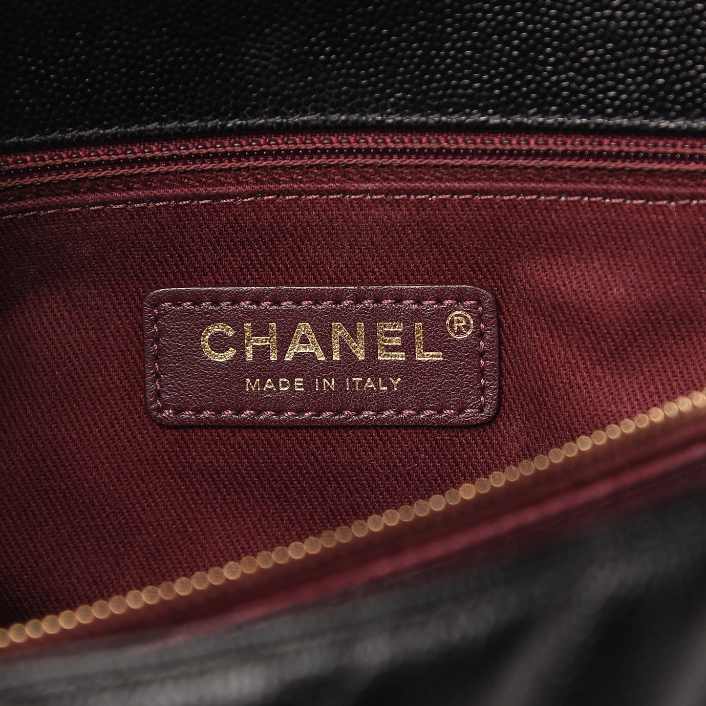 Caviar Chevron Quilted Medium Coco Handle Flap Black